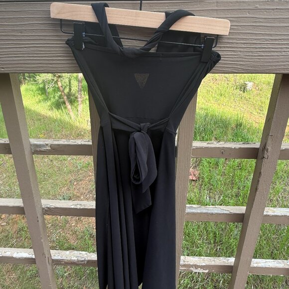 EUC Vintage Halter, Twist-Neck Black Midi Dress LBD - Picture 4 of 10